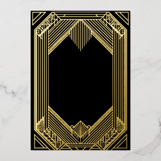 Elegant Black and Gold Art Deco Wedding Folieneinladung (Vorderseite)
