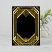 Elegant Black and Gold Art Deco Wedding Folieneinladung (Stehend vorne)