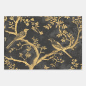 Elegant Black and Gold Birds Geschenkpapier Set (Vorderseite 3)