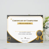 Elegant Black and Gold Certificate of Completion P (Stehend Vorderseite)