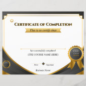 Elegant Black and Gold Certificate of Completion P (Vorderseite)