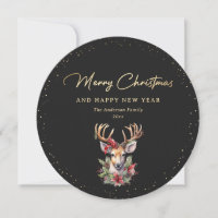 Elegant Black and Gold Deer Frohe Weihnachten
