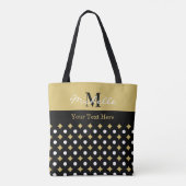 Elegant Black And Gold Diamond Pattern Monogrammed Tasche (Rückseite)