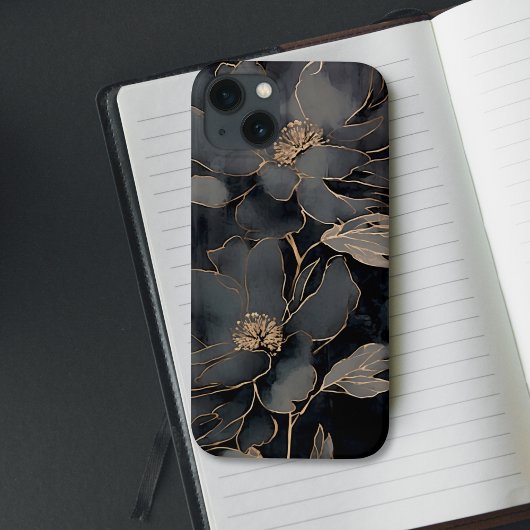 Elegant Black and Gold Floral Art Case-Mate iPhone Hülle