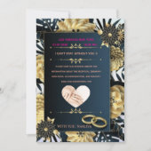 Elegant Black and Gold Floral Wedding Invitation Einladung (Vorderseite)