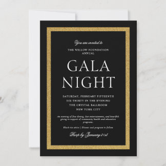 Elegant Black and Gold Gala Night Einladung