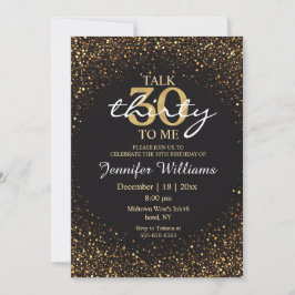Elegant Black and Gold Glitter 30th Birthday card Mitteilungskarte