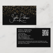 Elegant Black and Gold Glitter Salon Business Card Visitenkarte (Vorne/Hinten)