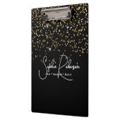 Elegant Black and Gold Glitter Salon Business Klemmbrett (Links)