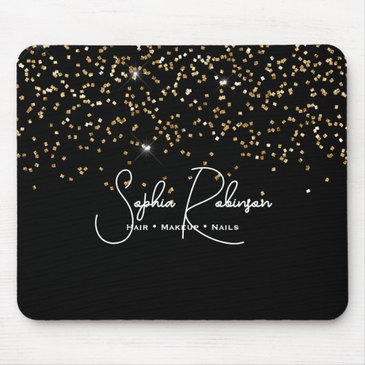 Elegant Black and Gold Glitter Salon Business Mousepad (Vorne)