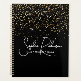 Elegant Black and Gold Glitter Salon Business Planer