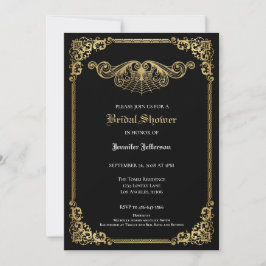 Elegant black and gold Gothic Bridal Shower Ankündigung