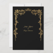 Elegant black and gold Gothic wedding Invitation Einladung (Rückseite)