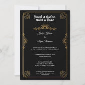 Elegant black and gold Gothic wedding Invitation Einladung (Vorderseite)