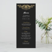 Elegant black and gold Gothic Wedding Menu Menükarte (Stehend Vorderseite)