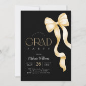 Elegant Black and Gold Graduation Invitation Einladung (Vorderseite)