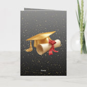 Elegant Black and Gold Graduation Karte (Rückseite)