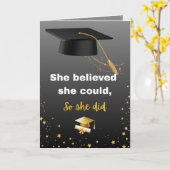 Elegant Black and Gold Graduation Karte (Gelbe Blume)