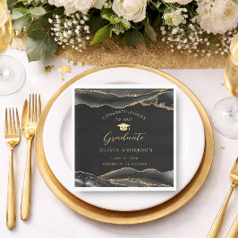 Elegant Black and Gold Graduation Party Serviette