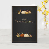 Elegant Black and Gold Happy Thanksgiving Pumpkin Karte (Gelbe Blume)