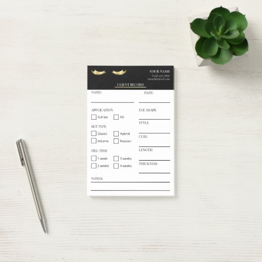 Elegant black and gold Lash Client  Post-it® Notes Post-it Klebezettel (Büro)