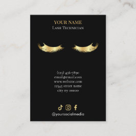 Elegant Black and gold Lash Client Record Form Visitenkarte