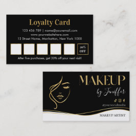Elegant black and gold makeup artist Loyalty Card Treuekarte