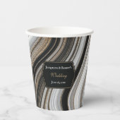 Elegant Black and Gold Marble Wedding Pappbecher (Vorderseite)