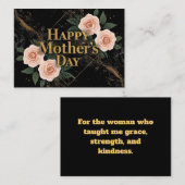 Elegant Black and Gold Mother’s Day Card with Rose Mitteilungskarte (Vorne/Hinten)