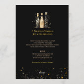 Elegant Black and Gold New Year Invitation Card Einladung (Rückseite)