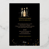 Elegant Black and Gold New Year Invitation Card Folieneinladung (Rückseite)
