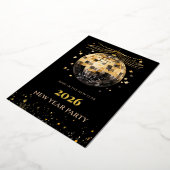 Elegant Black and Gold New Year Invitation Card Folieneinladung (Gedreht)