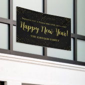 Elegant Black and Gold New Year’s Greeting Banner (Äußeres Gebäude)