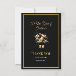 Elegant Black And Gold New Year Thank You Card Dankeskarte