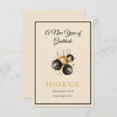 Elegant Black And Gold New Year Thank You Card Dankeskarte (Vorne/Hinten)