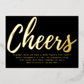 Elegant Black and Gold New Year's Eve Party Folieneinladung (Vorderseite)