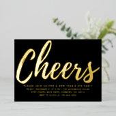 Elegant Black and Gold New Year's Eve Party Folieneinladung (Stehend vorne)