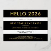 Elegant Black And Gold New Year's Party Folieneinladung (Vorderseite)