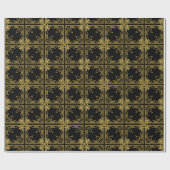 Elegant Black and Gold Ornate Christmas Wrapping P Geschenkpapier (Flach)