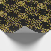 Elegant Black and Gold Ornate Christmas Wrapping P Geschenkpapier (Ecke)
