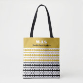 Elegant Black and Gold Pattern Initials and Name Tasche (Vorderseite)