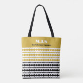 Elegant Black and Gold Pattern Initials and Name Tasche (Rückseite)