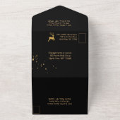 Elegant Black and Gold Rudolph All In One Einladung (Außenbereich)