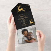 Elegant Black and Gold Rudolph All In One Einladung (Abreißen)