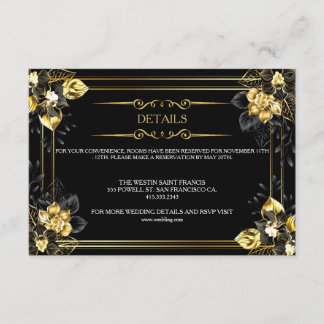 Elegant black and gold summer wedding begleitkarte