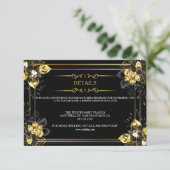 Elegant black and gold summer wedding begleitkarte (Stehend Vorderseite)