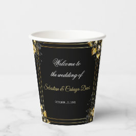 Elegant black and gold summer wedding pappbecher