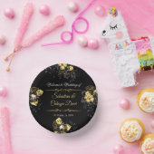 Elegant black and gold summer wedding pappteller (Party)