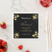 Elegant black and gold summer wedding serviette (Beispiel)