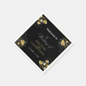 Elegant black and gold summer wedding serviette (Ecke)